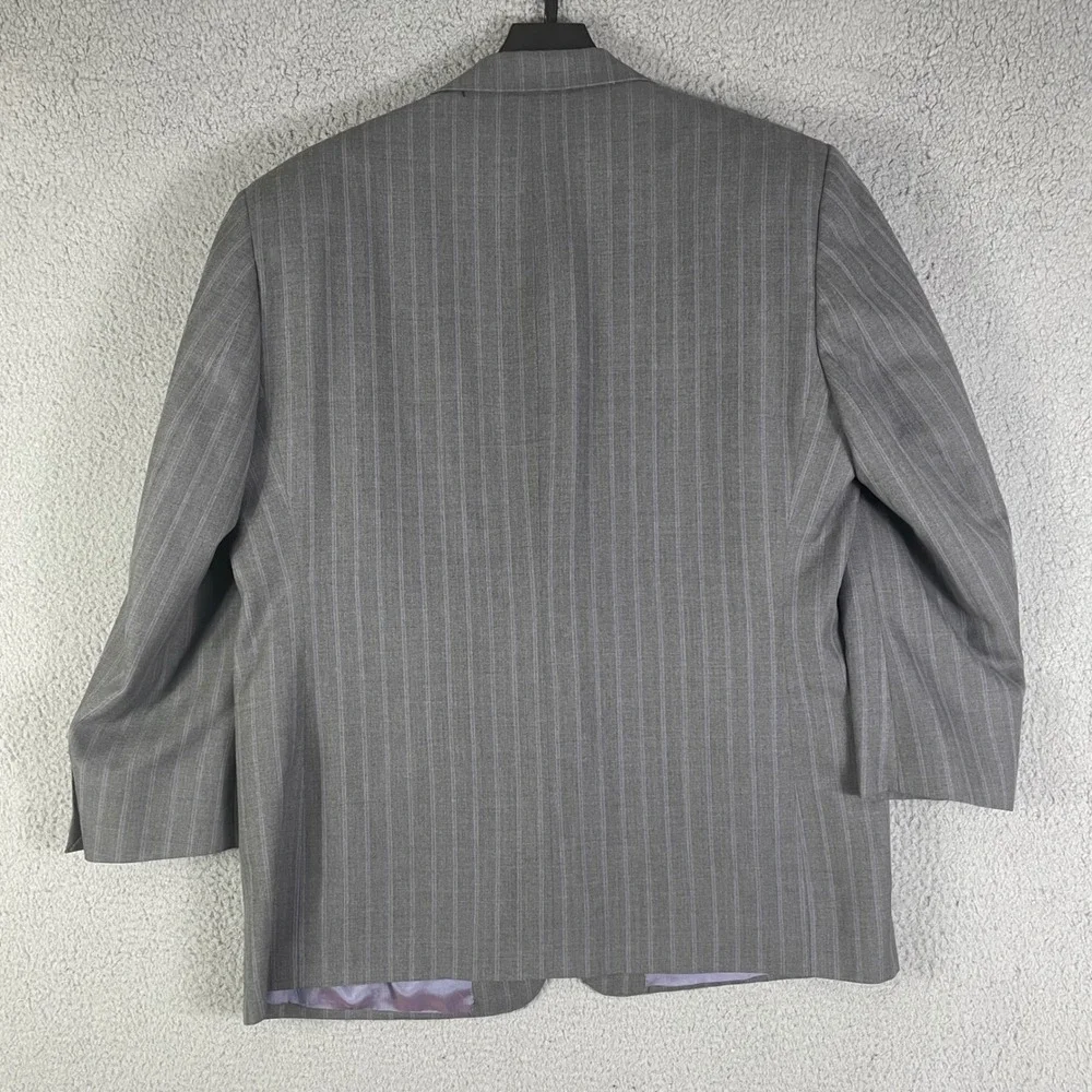 Mens 48R Gray Pinstripe Suit Jacket Blazer 2 Button USA Made Business Formal